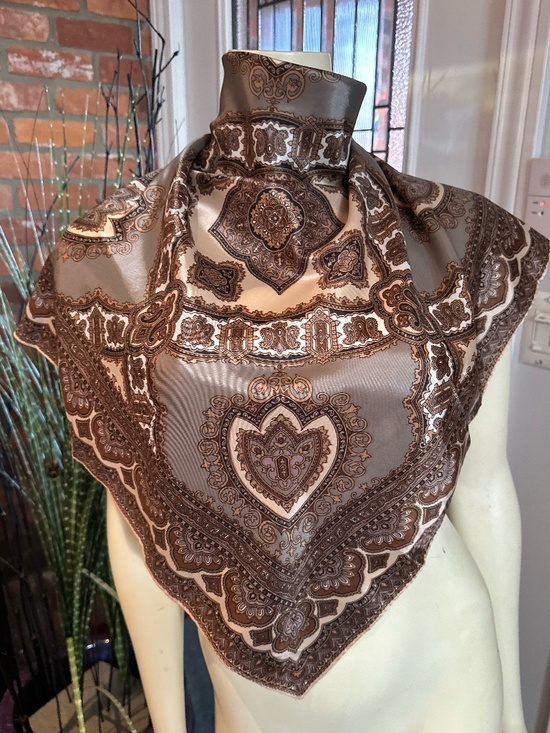 Accessories - Vintage Brown Square Paisley Scarf